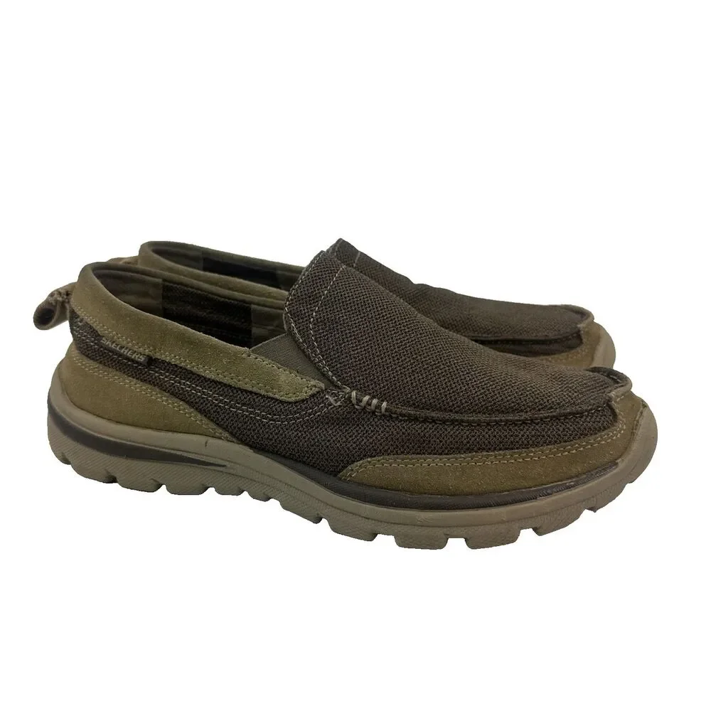 Skechers Relaxed Fit‎ Milford Slip On Memory Foam 64365 Brown Comfort Mens 9.5